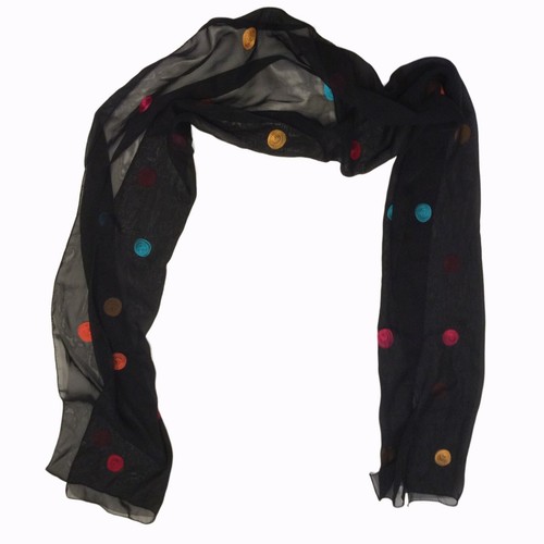 Polka-Dot Schal, schwarz mehrfarbig Punkte