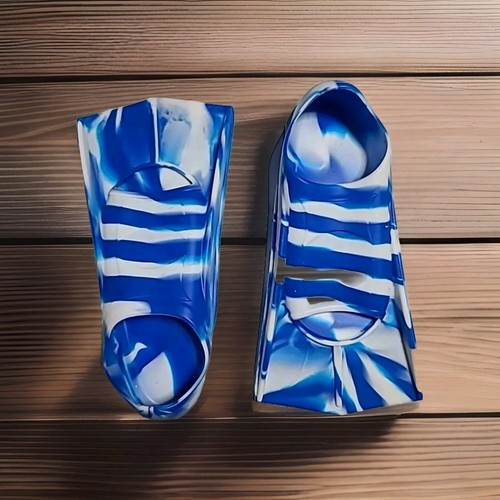 Kids Swim Fins for Lap Swimming Pool Snorkeling Flippers Blue & White Size 2 - 4
