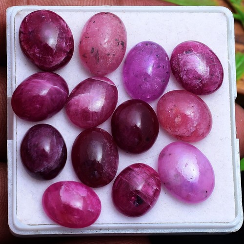 13 Pcs Natural Ruby Stunning Red 12mm-14mm Cabochon Loose Gemstones Wholesale