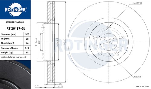 Rotinger Graphite Bremsscheiben Satz Vorderachse für Nissan Murano 402067Y000 - Bild 2 von 4