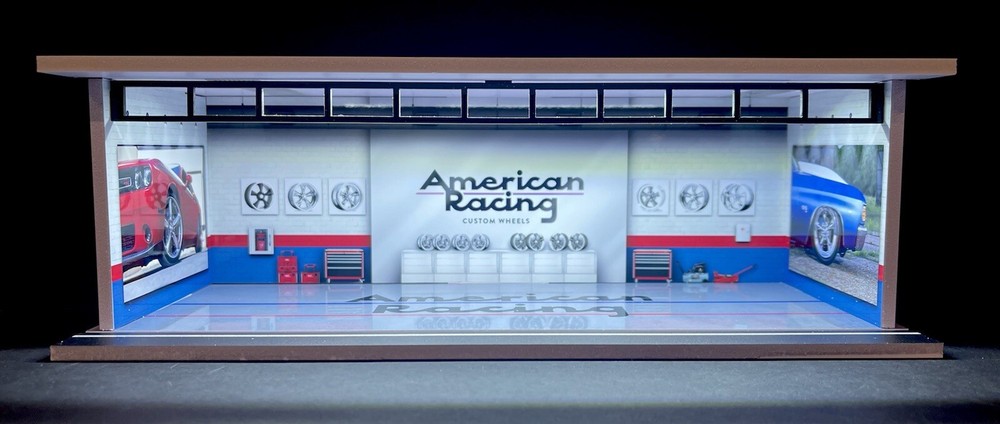 Amr Racing Theme Parking Model Diorama Garage LED Light FOR Hot Wheel 164