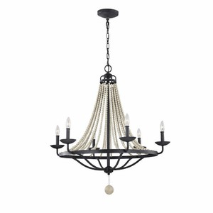 Vintage Kitchen Lamps Pendant Lighting Wrought Iron Wood Beads