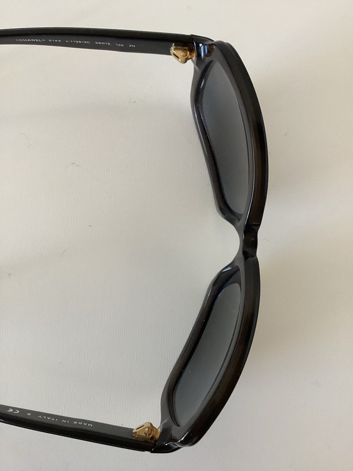 Authentic Vintage Chanel Oversized Black Sunglasses Shades No Case