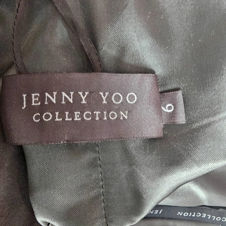 Vestido sin Mangas de Seda para Mujer XS 2 JENNY YOO Topo Envolvente Mini Funda Dama de honor Cóctel Foto 3 de 4