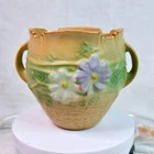 Roseville Cosmos Tan Floral Vase - #649-3". Same Day Shipping.