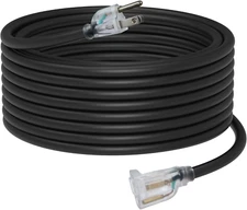 50 Ft 14/3 Lighted Outdoor Extension Cord - 14 Gauge SJTW Heavy Duty Black Exten