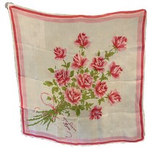 VINTAGE BURMEL SILK SCARF ONE DOZEN ROSES 22 x 22 scarve