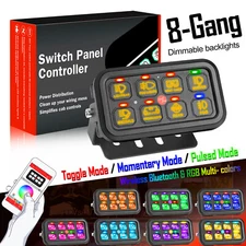 Bluetooth Wireless RGB Switch Panel 8 Gang Circuit Control Box For LED Light Bar