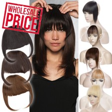 Remy 100 Human Hair Clip In Thick Fringe Bang Hairpiece Extension Russian Brown