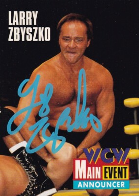 Larry Zbyszko Signed WCW Pro Wrestling Main Event Trading Card 1995 WWE AWA #50