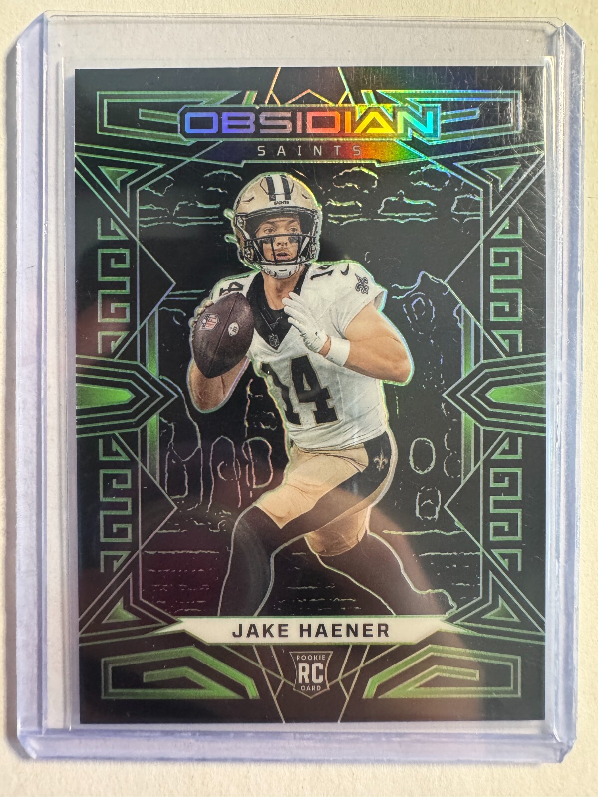 K279,620 - 2023 Panini Obsidian Electric Etch Green #172 Jake Haener #/25