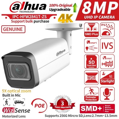 Dahua 8MP POE Starlight IP Camera WizSense 4K 5X ZOOM IPC-HFW2841T-ZS MIC Lot