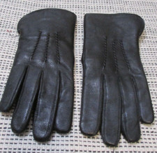 Women's Black Leather Gloves Lining Real Fur Size 7 1/4
