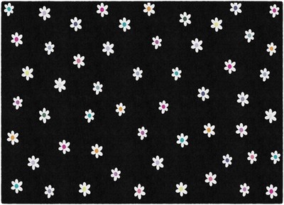 Flagship Carpets Schoolgirl Style Small Daisies on Black Educational Area Rug...