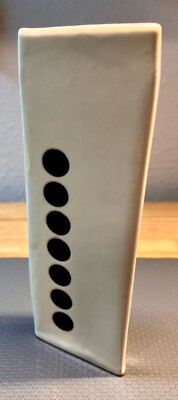 RARE MCM Vintage Ceramic Domino Bud Vase, B&W, Unique, 8x3x1.5'', Exc Condition