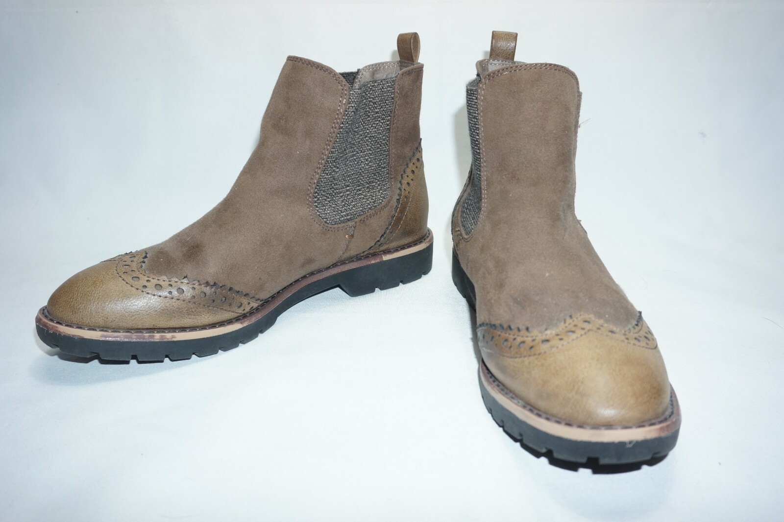 Botas Anna Field Para Hombre Gamuza y Cuero Aspecto Elásticas Marrones Sin Cordones Reino Unido Talla 8