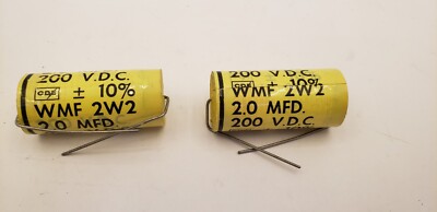 CDE WMF 2W2 AXIAL CAPACITORS, 200VDC 10% 2.0 MFD (LOT OF 2