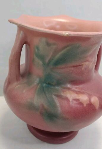 Vtg Roseville Pottery 4" Bleeding Heart Vase Pink 138-4 MCM - 第 3/15 張圖片