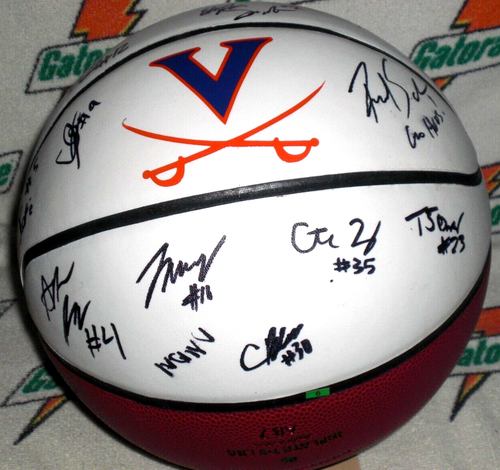 2025 VIRGINIA CAVALIERS SQUADRA FIRMATA F/Sz PANNELLO BIANCO LOGO BASKET - WAHOOWA! - Foto 2 di 6