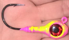 5 Big Eye Diablo Ribbed Jig Heads ELECTRIC CHICKEN Trout Redfish  Swimbait Jigs