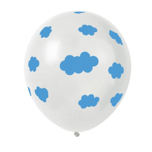 12 Pack White Sky Blue Clouds Balloons Print Baby Shower Party