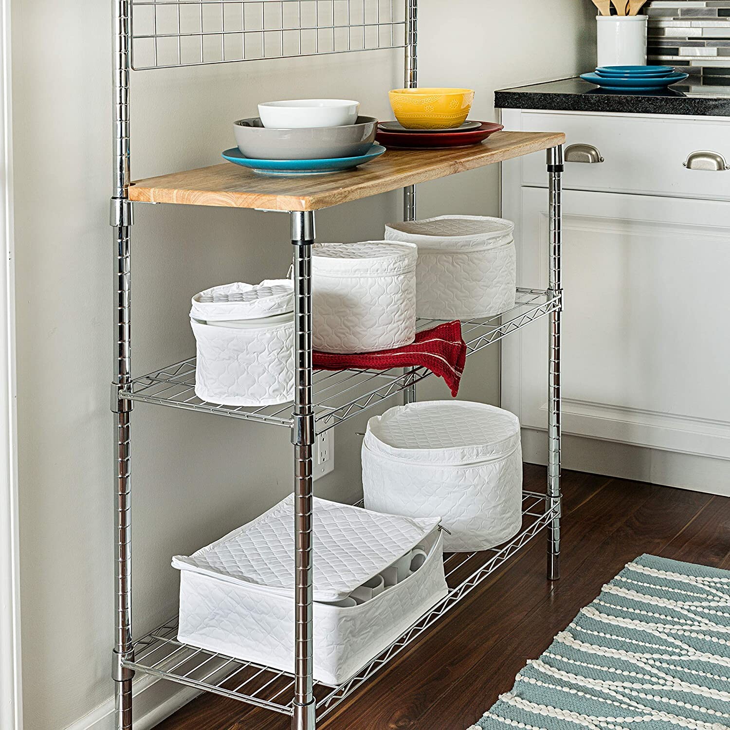 5-Piece Dinnerware Storage Set Only With Zipper Cushioned Quilted White