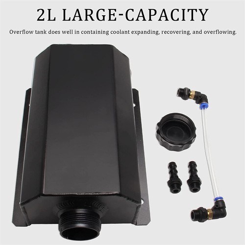 2L Coolant Radiator Overflow Tank Reservoir Expansion Universal Aluminum Black - Picture 4 of 13