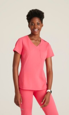 SKECHERS SLIP INS SCRUB TOP ONE POCKET IN PUNCH PINK #SKT221, IN ALL SIZES, NWT