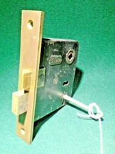 CHICAGO #1060 MORTISE LOCK w/KEY  -  RECONDITIONED, 5 1/2" BRASS FACE (2567-1)