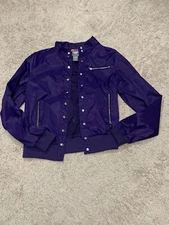 Twenty One Womens Jacket Size Medium Purple Windbreaker Zipper Button Up 