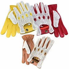 New Vintage Leather Classic Style Driving Fashion Gloves Crochet String Back 505