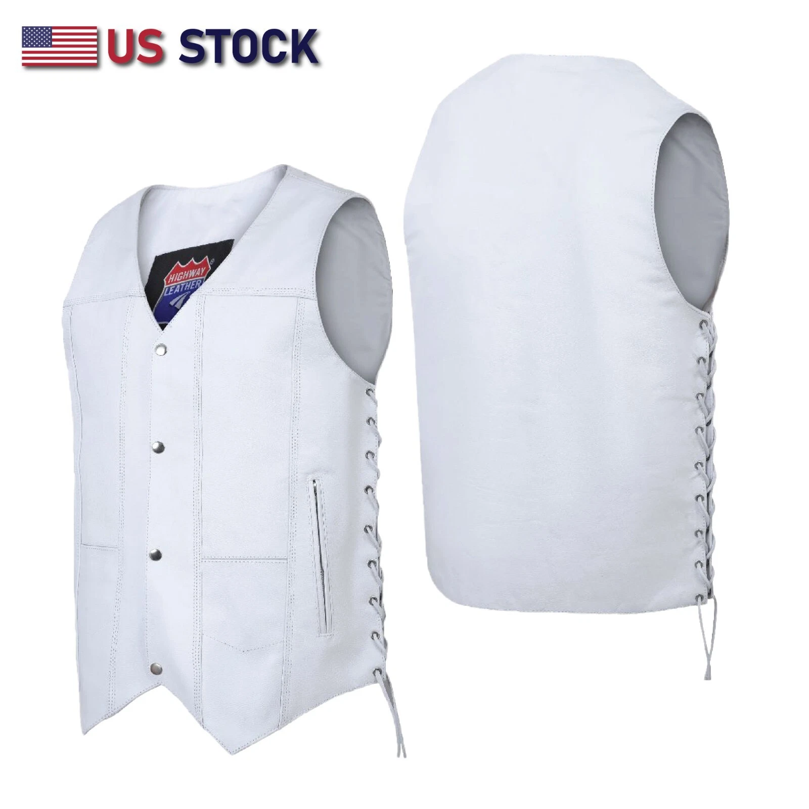 Mens Genuine Leather 7 Pockets Motorcycle Biker Club Vest White SOA 3540White
Opens in a new window