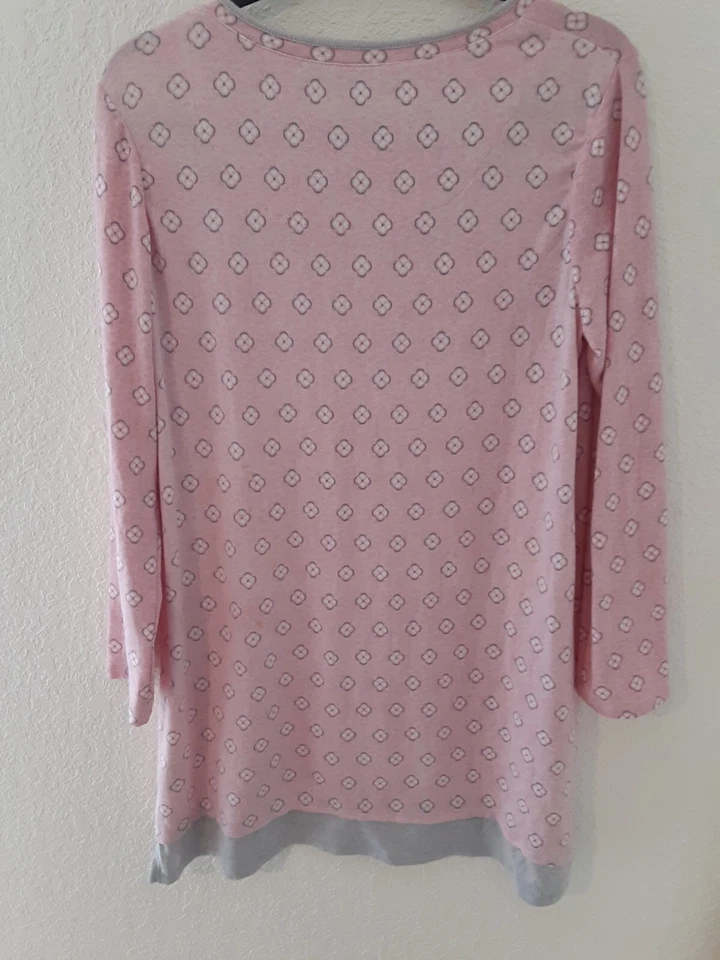Camisón para mujer Ellen Tracy talla M rosa blanco estampado hasta la rodilla SUAVE Foto 3 de 4