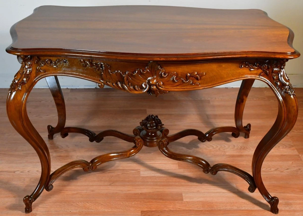 1890 Antique French Louis XV Rococo carved Walnut center table hall table