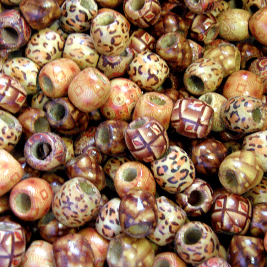 100Pcs Large Hole mixed BOHO Wooden Beads for Macrame Charms Jewellery Crafts