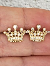 1.50 Ct Simulated Round Cut Diamond Crown Stud Earring In 14k Yellow Gold Plated