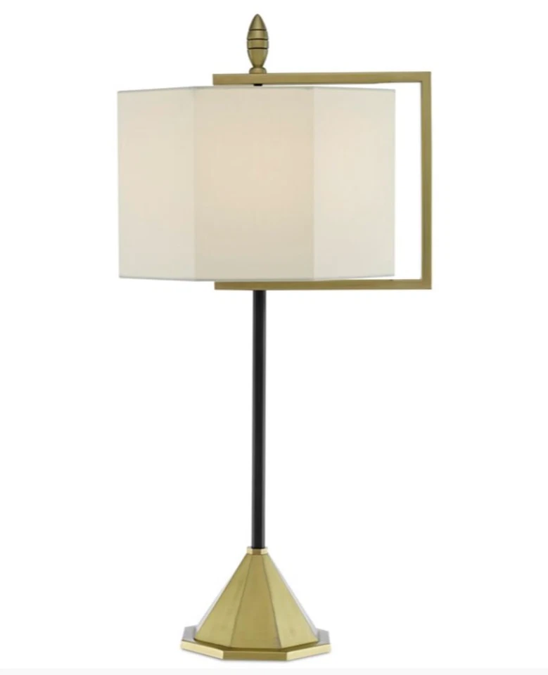 Currey & Company 6000-0501 Hopper 台灯拉丝黄铜/油磨青铜 — 第 2/3 张图片