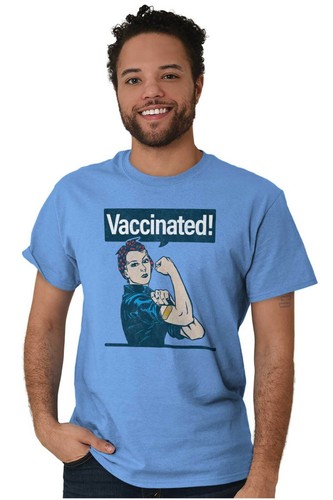 Retro Rosie The Riveter Vaccinated Bandage Womens or Mens Crewneck T Shirt Tee - Picture 5 of 7