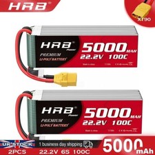 2pcs 6S 22.2V 5000mAh LiPo Battery XT90 for RC Helicopter Airplane Truck FPV