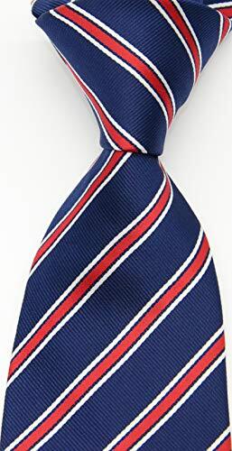 New Classic Men's Striped Silk Tie Necktie Dark Blue,red,white - Picture 5 of 6