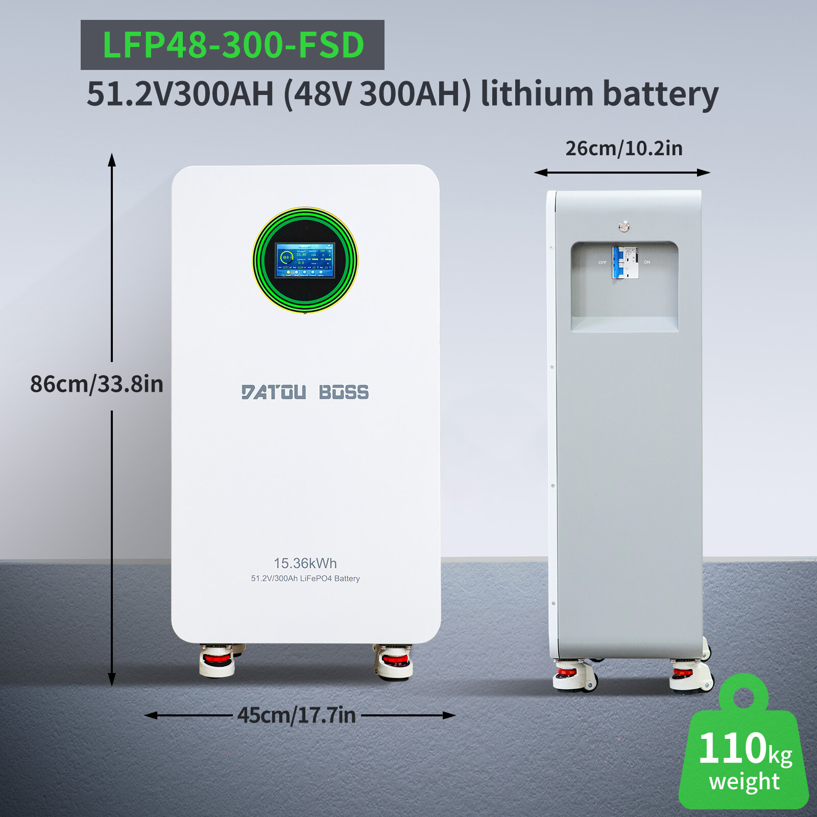 48V 300Ah 15.36KWh Lithium Battery LiFePO4 Battery for RV Solar Off-grid Boat