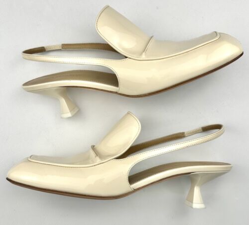 Max Mara Sportmax Shoes Size 39 Square Toe Spool Heels Slingback Patent Leather - Picture 3 of 9