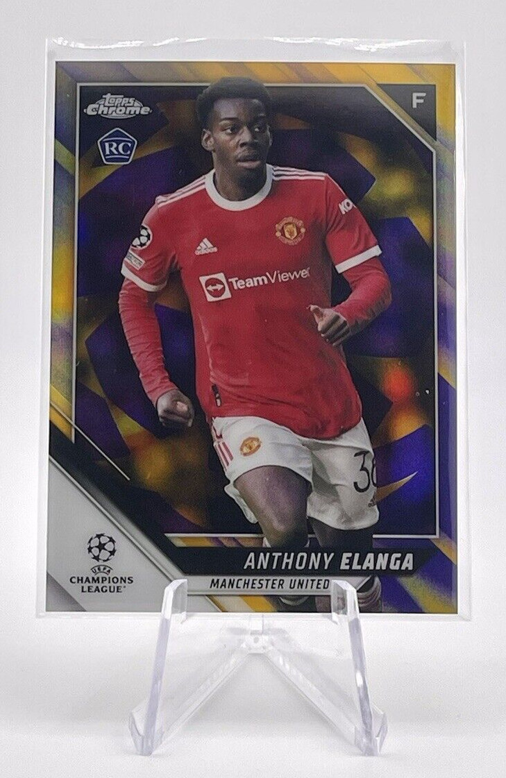 Anthony Elanga 2021-22 Topps Chrome UEFA Purple & Gold Starball SP Rookie #140