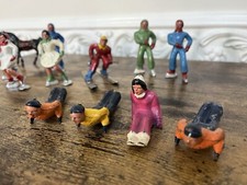 SALE-Vintage Barclay 40  Cast Metal Winter Scene Miniature Figurines. 15 Bundle