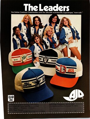 1979 Print Ad Advertising Dallas Cowboys Cheerleader AJD Cap Company Ad