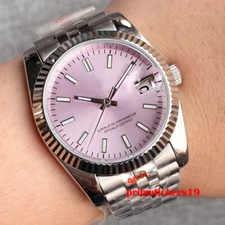 Pink Sunburst Dial NH35A 36mm/39mm Automatic Watch Sapphire Fluted Bezel Date