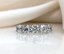 2Ct Round Cut Natural Diamond Half Eternity Wedding Band 14K Real White Gold 6 7