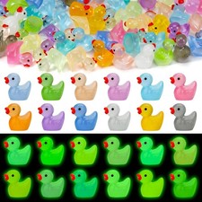 "260 Pcs Mini Resin Ducks Glow in the Dark, Tiny Animals Figures to Hide Miniatu