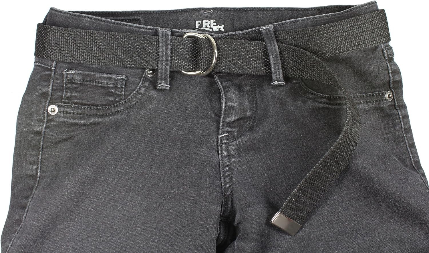 Gelante Canvas Web D Ring Belt Silver S/M (30"-35" Waist), Black 