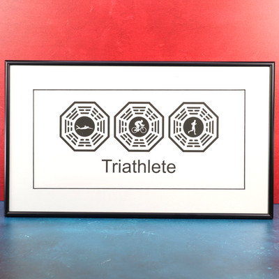 LOST Dharma Initiative Themed Triathlete Sign 11  x 19  Framed Ready To Hang